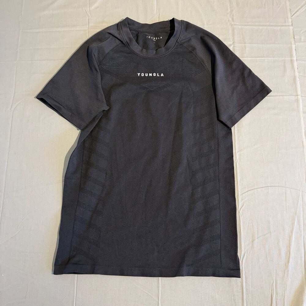 YoungLA SuperVillain Compression Shirt Size L Black Gym Training Tee
